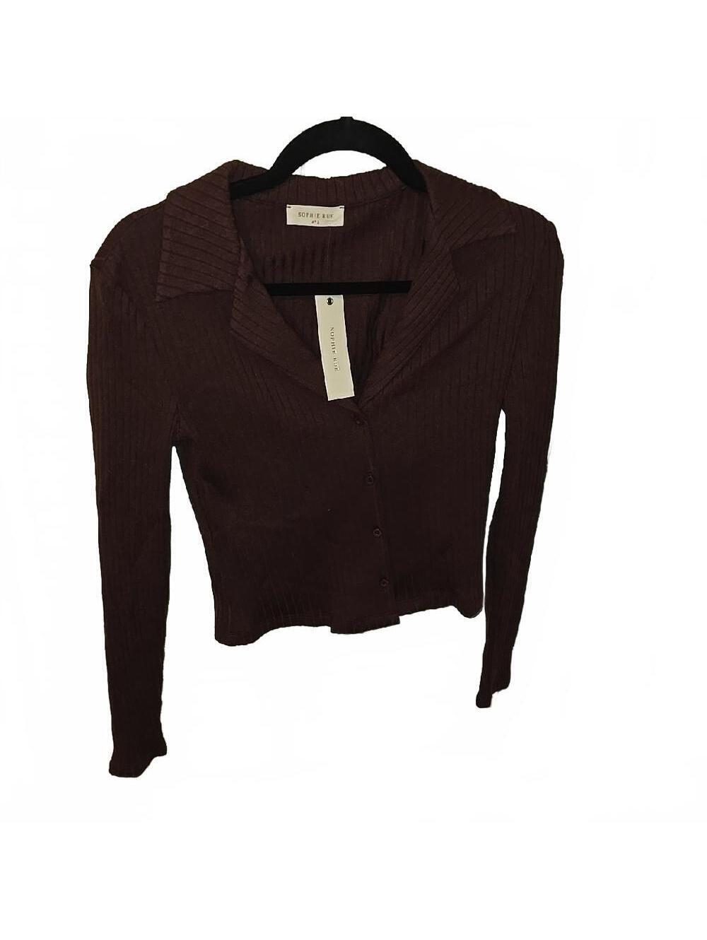 SOPHIE RUE Womens Brown Ribbed Shirt NWT